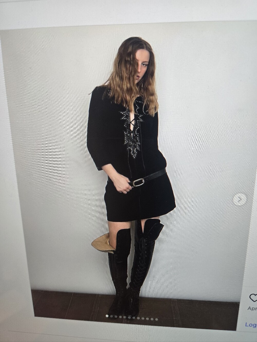 Zadig & Voltaire Dress Black Suede With Leather And Studded Trim- Size L